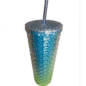 New Blue and Green Textured 26oz. Tumbler with Straw